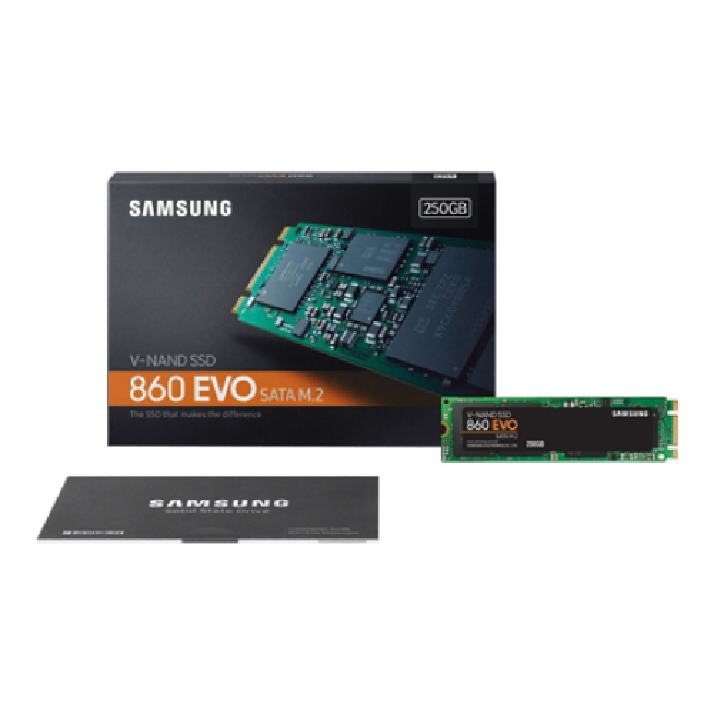 Samsung , 860 EVO , MZ-N6E250BW , 250 GB , SSD form factor , SSD interface M.2 SATA , Read speed 550 MB/s , Write speed 520 MB/s