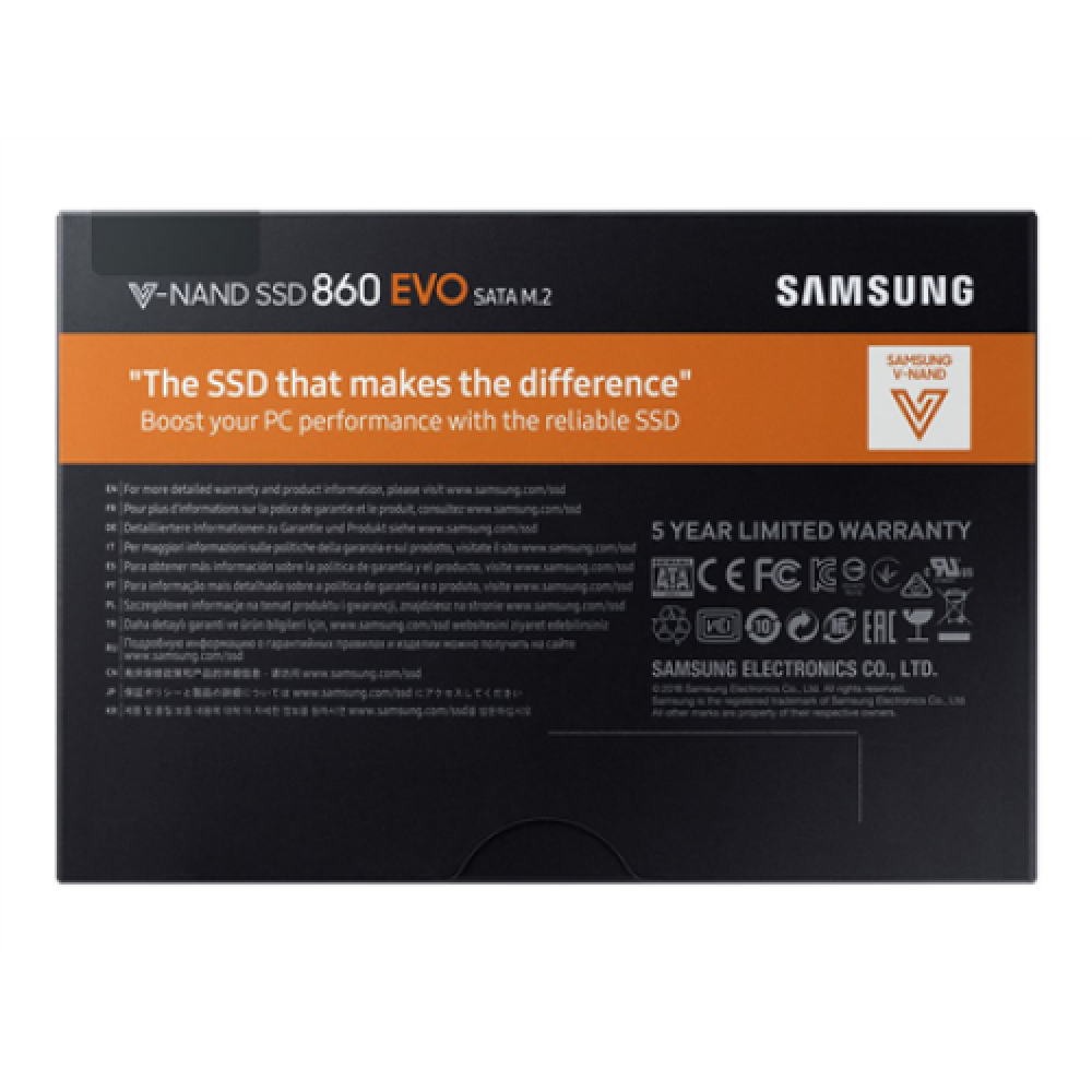 Samsung , 860 EVO , MZ-N6E250BW , 250 GB , SSD form factor , SSD interface M.2 SATA , Read speed 550 MB/s , Write speed 520 MB/s