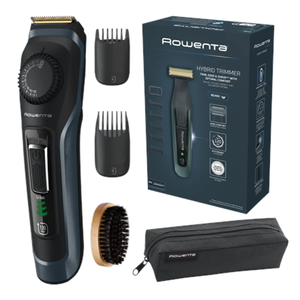 Rowenta Beard Trimmer , TN3804E0 Virtuo , Cordless , Number of length steps 39 , Black/Blue