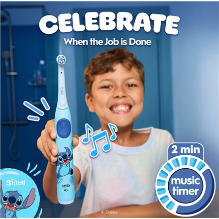 Oral-B Electric Toothbrush with Travel Case, 6Y+ , iO Kids Disney Stitch , Rechargeable , For kids , Number of brush heads included 1 , Number of teeth brushing modes 3