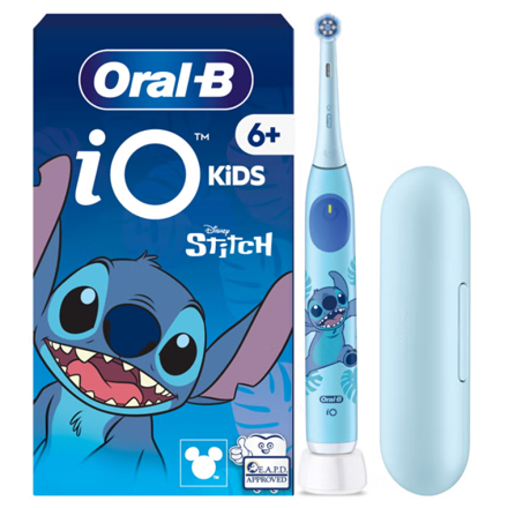 Oral-B Electric Toothbrush with Travel Case, 6Y+ , iO Kids Disney Stitch , Rechargeable , For kids , Number of brush heads included 1 , Number of teeth brushing modes 3