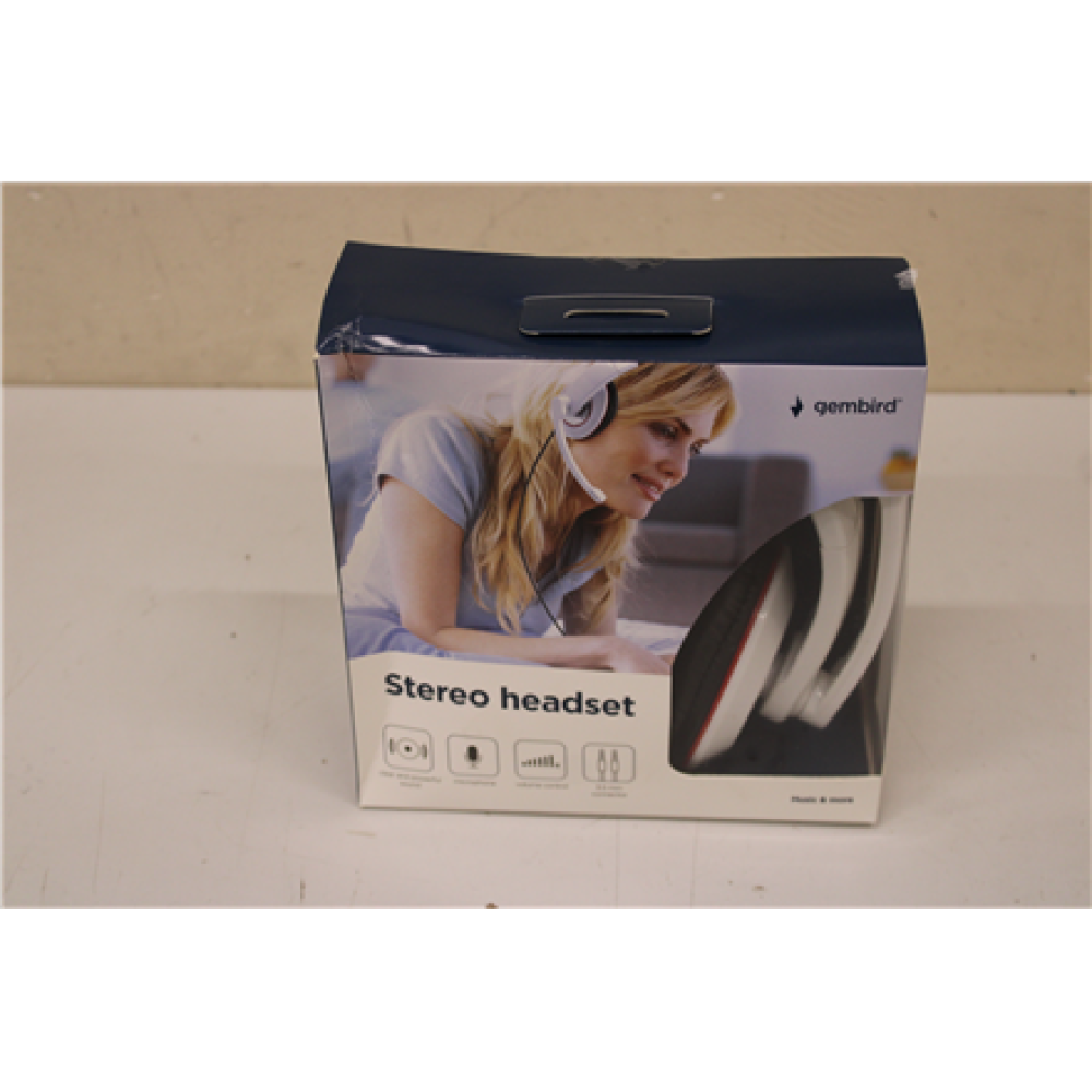 SALE OUT. Gembird MHS-001-GW Stereo headset, glossy white , Gembird , MHS-001-GW , Stereo headset , Built-in microphone , 3.5 mm , Glossy white , DAMAGED PACKAGING