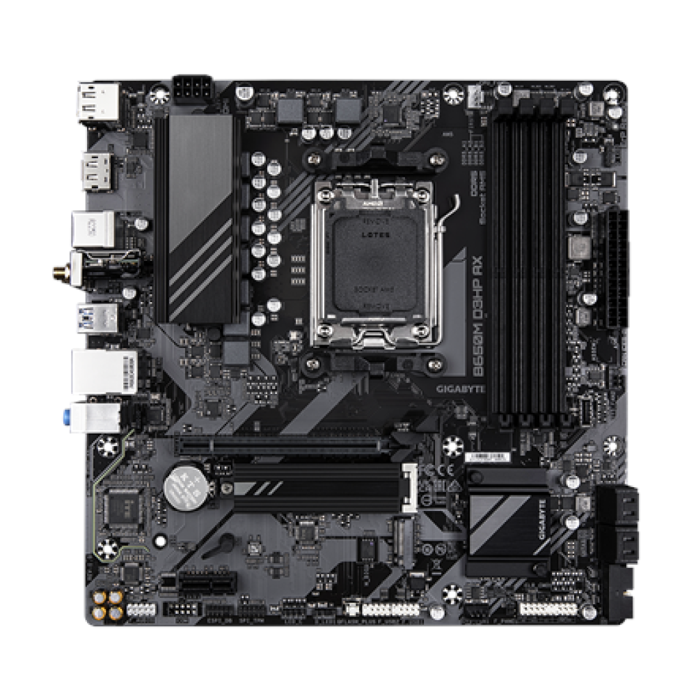 Gigabyte , B650M D3HP AX 1.0 M/B , Processor family AMD , Processor socket AM5 , DDR5 , Supported hard disk drive interfaces SATA, M.2 , Number of SATA connectors 4