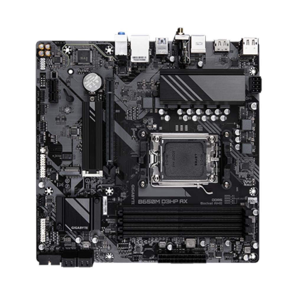 Gigabyte , B650M D3HP AX 1.0 M/B , Processor family AMD , Processor socket AM5 , DDR5 , Supported hard disk drive interfaces SATA, M.2 , Number of SATA connectors 4