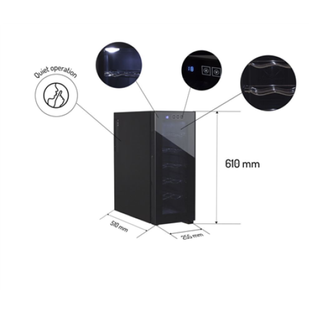 Adler Wine Cooler AD 8075 Energy efficiency class G, Free standing, Bottles capacity 12, Black