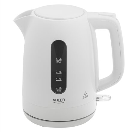 Adler Kettle , AD 1380w , Electric , 2200 W , 1 L , Polypropylene , 360° rotational base , White