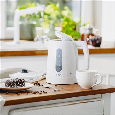 Adler Kettle , AD 1380w , Electric , 2200 W , 1 L , Polypropylene , 360° rotational base , White