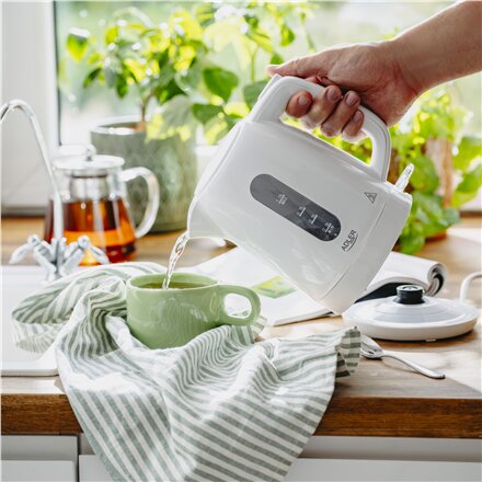 Adler Kettle , AD 1380w , Electric , 2200 W , 1 L , Polypropylene , 360° rotational base , White