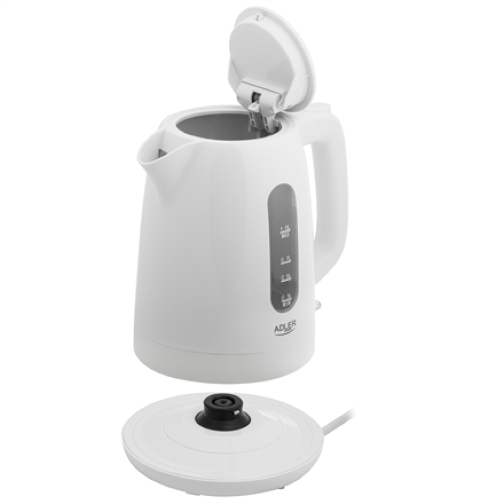 Adler Kettle , AD 1380w , Electric , 2200 W , 1 L , Polypropylene , 360° rotational base , White