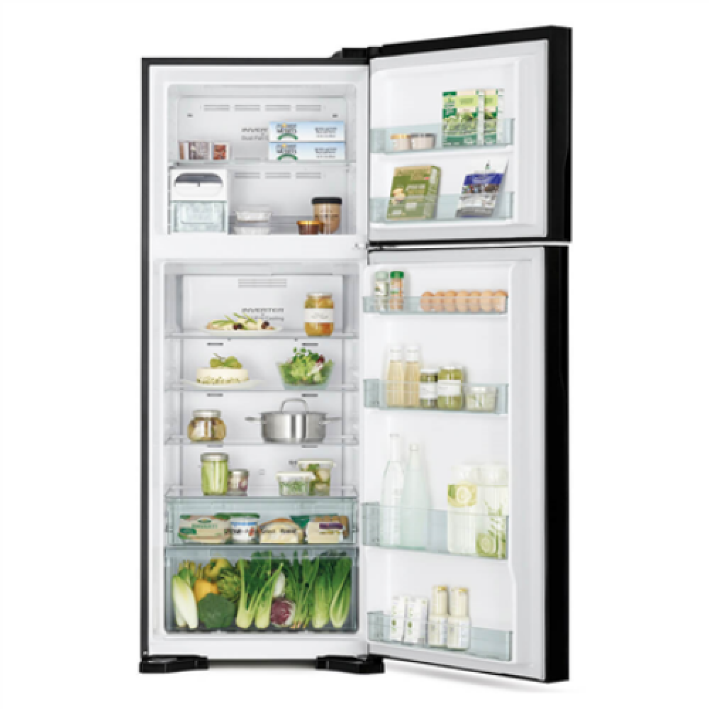 Hitachi , R-V541PRU0-1 (PWH) , Refrigerator , Energy efficiency class E , Free standing , Double Door , Height 183.5 cm , Fridge net capacity 333 L , Freezer net capacity 117 L , Display , 41 dB , Pure White
