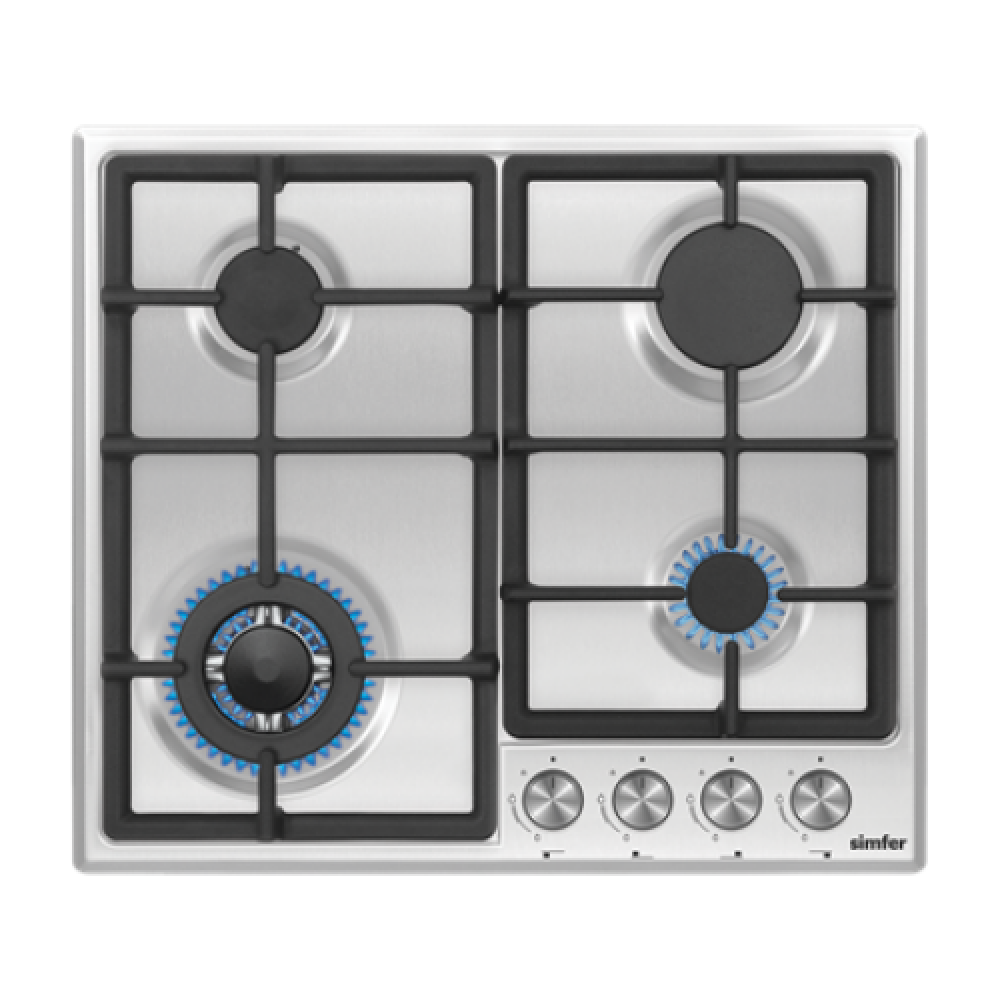 Simfer , H6.406.VGWIM , Hob , Gas , Number of burners/cooking zones 4 , Rotary knobs , Stainless Steel