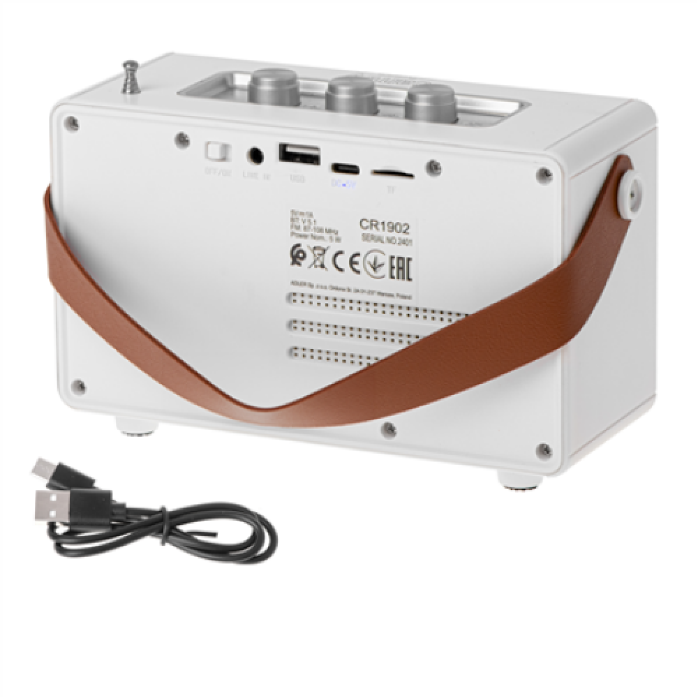 Camry Speaker with radio , CR 1902 W , 5 W , Bluetooth , White , Wireless connection