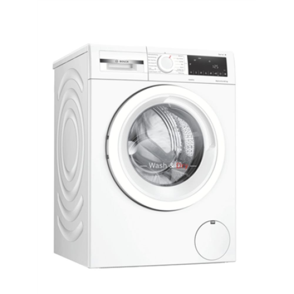 Bosch Serie 4 Washing Machine With Dryer WNA134L0SN Energy efficiency class C, Front loading, Washing capacity 8 kg, 1400 RPM, Display, LED, Drying system, Drying capacity 5 kg, Steam function, Direct drive, White