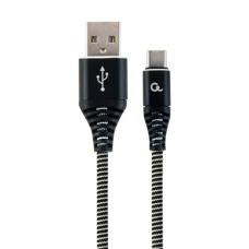 Cablexpert Premium cotton braided Type-C USB charging and data cable, 1 m , CC-USB2B-AMCM-1M-BW