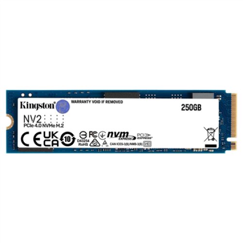 Kingston , SSD , NV2 , 250 GB , SSD form factor M.2 2280 , Solid-state drive interface PCIe 4.0 x4 NVMe , Read speed 3000 MB/s , Write speed 1300 MB/s