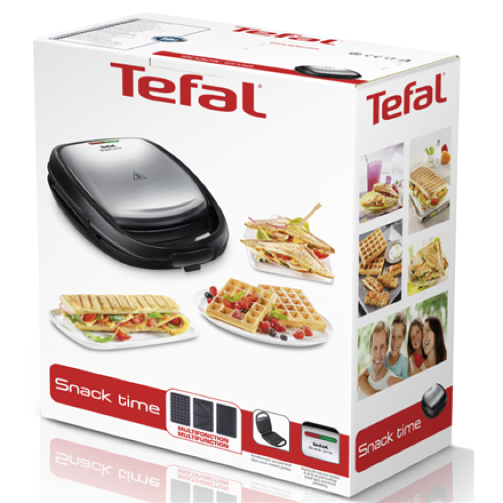 TEFAL Sandwich Maker , SW342D38 , 700 W , Number of plates 3 , Black/Stainless Steel