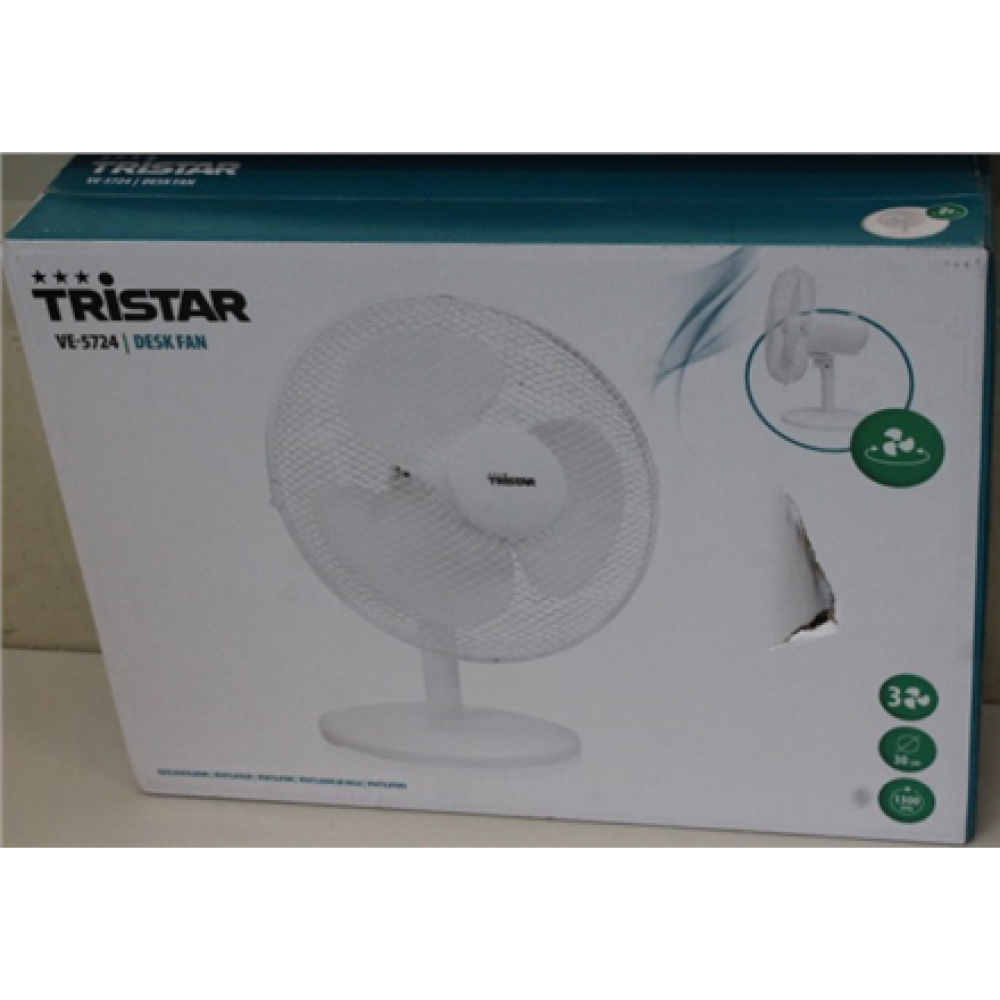 SALE OUT. , SALE OUT. Tristar Desk fan , VE-5724 , Desk fan , 40 W , Diameter 30 cm , Number of speeds 3 , Oscillation , White , DAMAGED PACKAGING