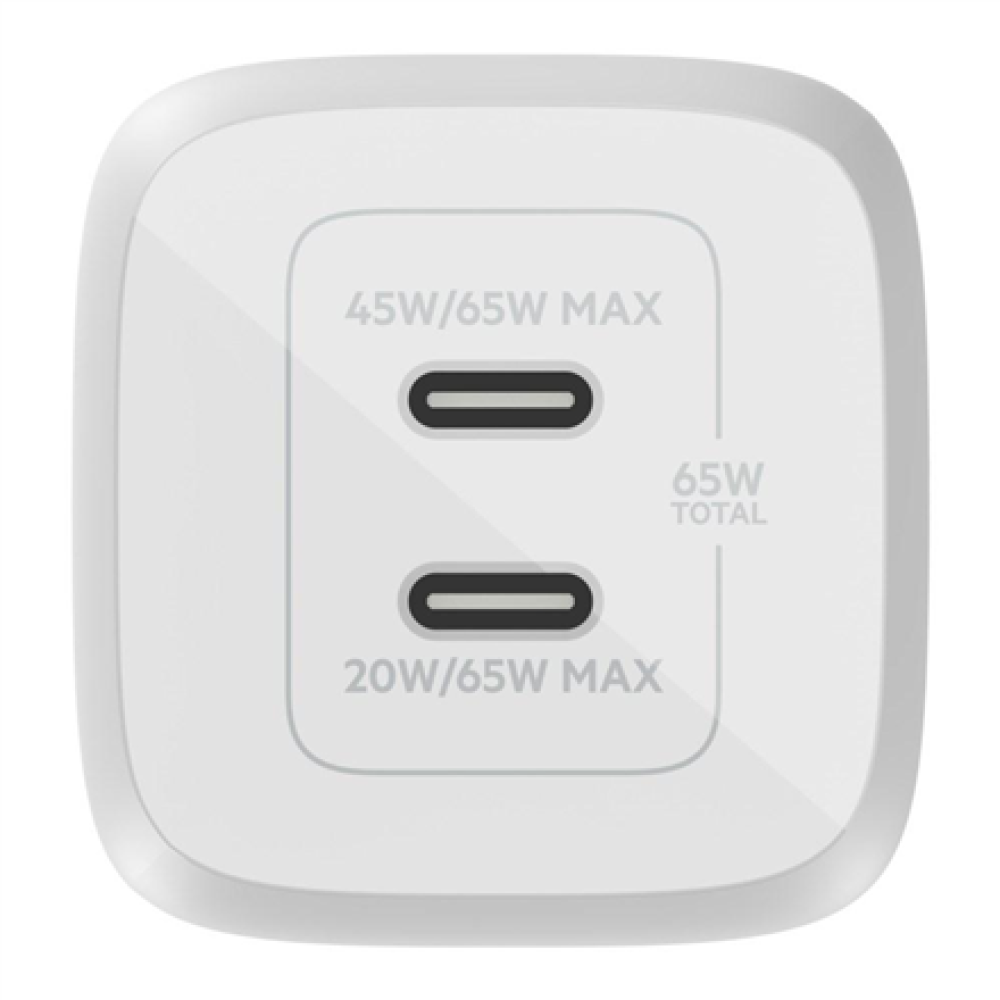 Belkin USB-C GaN PD PPS Dual Wall Charger, 65W , WCH013vfWH