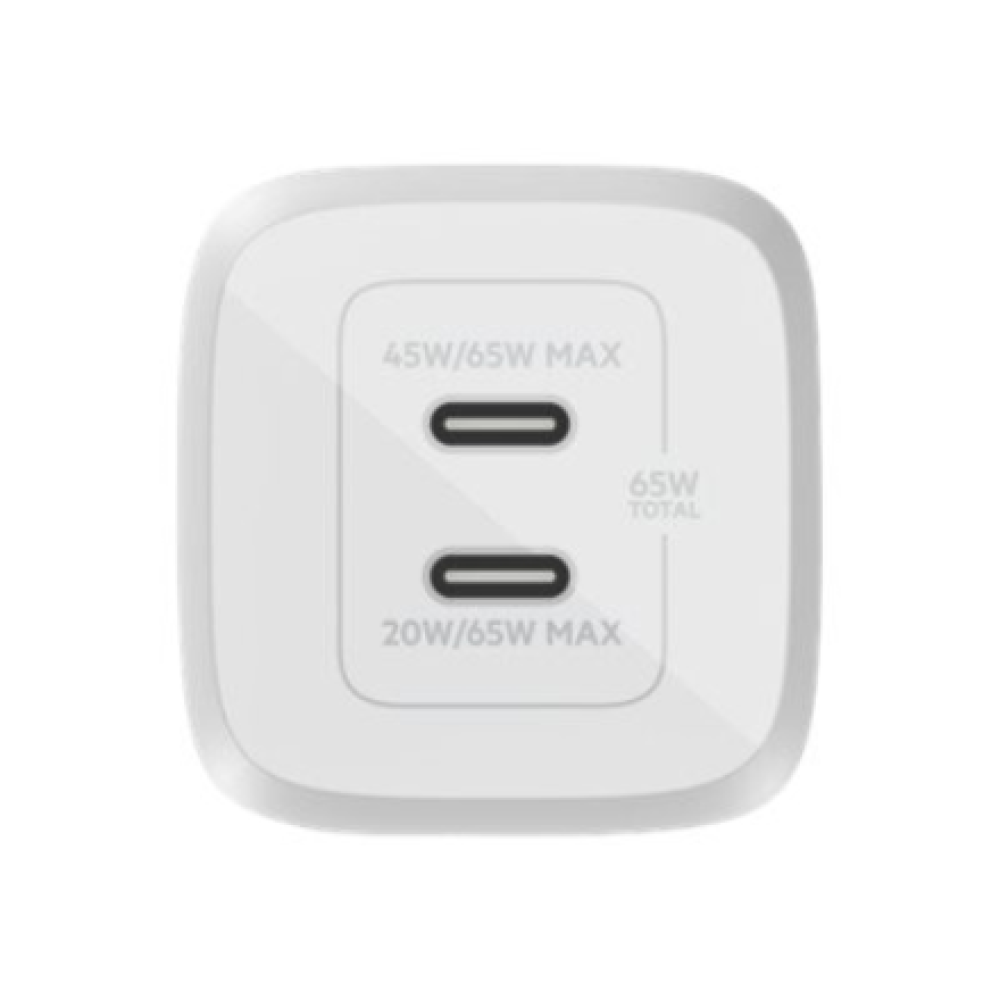 Belkin USB-C GaN PD PPS Dual Wall Charger, 65W , WCH013vfWH