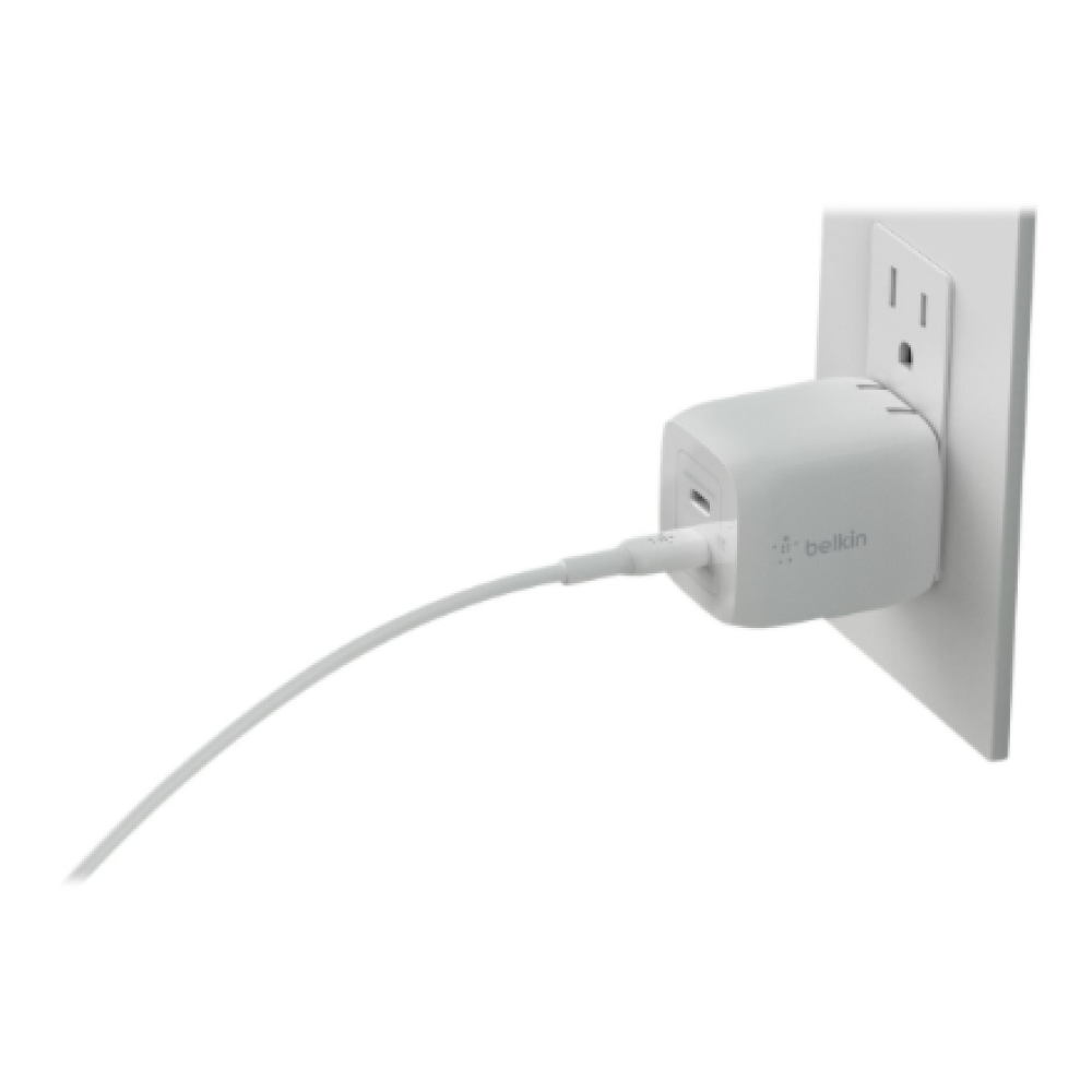 Belkin USB-C GaN PD PPS Dual Wall Charger, 65W , WCH013vfWH