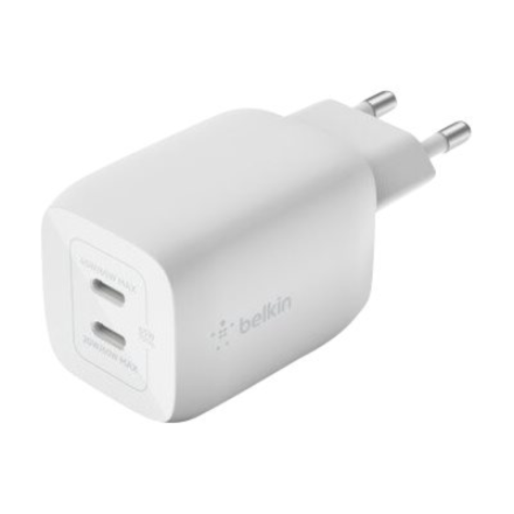 Belkin USB-C GaN PD PPS Dual Wall Charger, 65W , WCH013vfWH