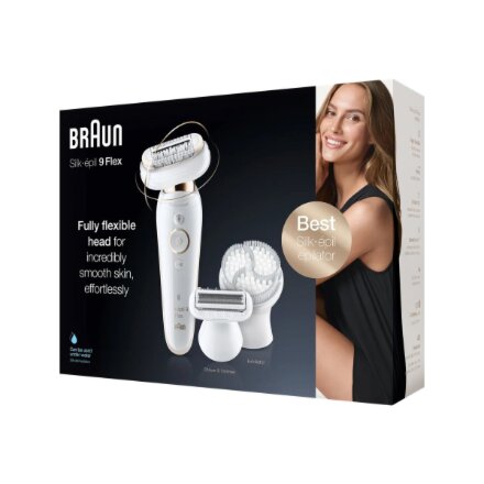 Braun Epilator , Silk-épil 9 Flex SES9-030 3D , Operating time (max) 50 min , Number of power levels 2 , Wet & Dry , White