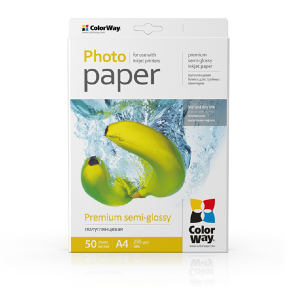 ColorWay Photo Paper, 50 sheets , 255 g/m² , A4 , Premium Semi-Glossy