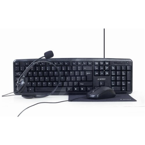 Gembird , 4-in-1 Multimedia office set , KBS-UO4-01 , Keyboard, Mouse, Pad and Headset Set , Wired , Mouse included , US , Black