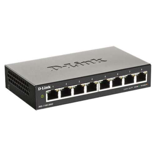 D-Link , Smart Gigabit Ethernet Switch , DGS-1100-08V2 , Managed , Desktop , Power supply type External