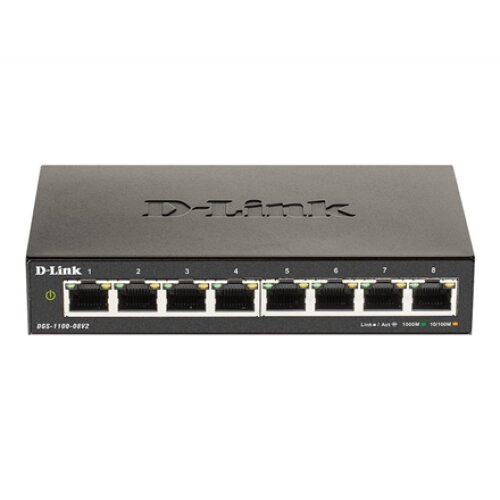 D-Link , Smart Gigabit Ethernet Switch , DGS-1100-08V2 , Managed , Desktop , Power supply type External