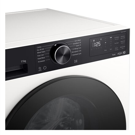 LG , Washing machine , F4X5011TKB , Energy efficiency class A , Front loading , Washing capacity 11 kg , 1400 RPM , Depth 57 cm , Width 60 cm , Display , LED , White