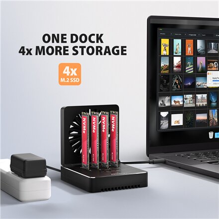 AXAGON , ADSA-M2C44 USB4 docking station for 4x M.2 NVMe SSDs with disk cloning function without a PC