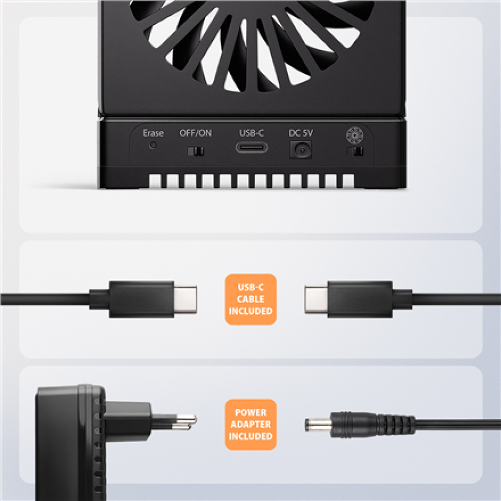 AXAGON ADSA-M2C44 USB4 docking station for 4x M.2 NVMe SSDs with disk cloning function without a PC