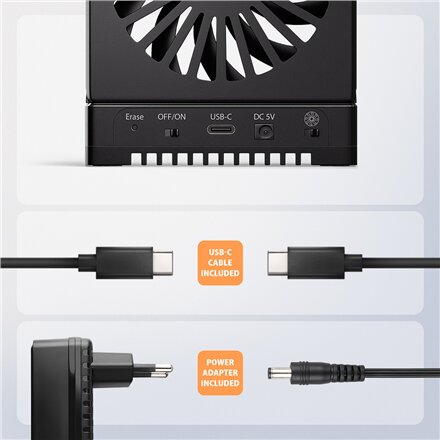 AXAGON , ADSA-M2C44 USB4 docking station for 4x M.2 NVMe SSDs with disk cloning function without a PC