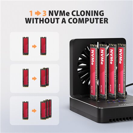 AXAGON , ADSA-M2C44 USB4 docking station for 4x M.2 NVMe SSDs with disk cloning function without a PC