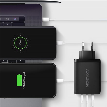 AXAGON GaN wallcharger, 3x port (USB-A + 2x USB-C), PD3.0/PPS/QC4+/SFC2.0/AFC/SCP/FCP/Apple, 100W , ACU-DPQ100
