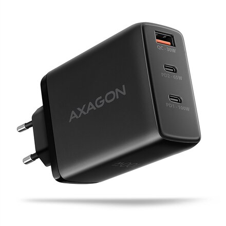 AXAGON GaN wallcharger, 3x port (USB-A + 2x USB-C), PD3.0/PPS/QC4+/SFC2.0/AFC/SCP/FCP/Apple, 100W , ACU-DPQ100