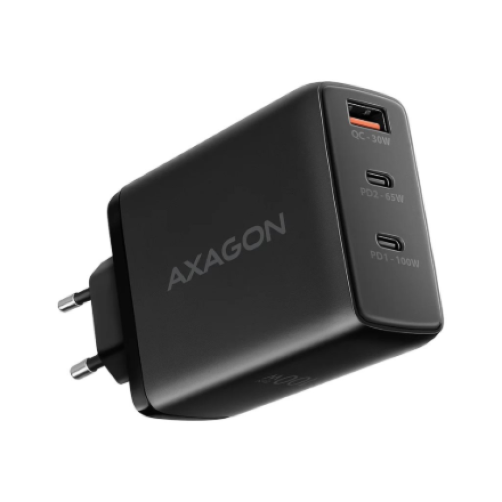 AXAGON GaN wallcharger, 3x port (USB-A + 2x USB-C), PD3.0/PPS/QC4+/SFC2.0/AFC/SCP/FCP/Apple, 100W , ACU-DPQ100