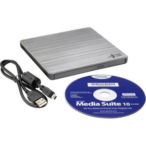H.L Data Storage , Ultra Slim Portable DVD-Writer , GP60NS60 , Interface USB 2.0 , DVD±R/RW , CD read speed 24 x , CD write speed 24 x , Silver , Desktop/Notebook