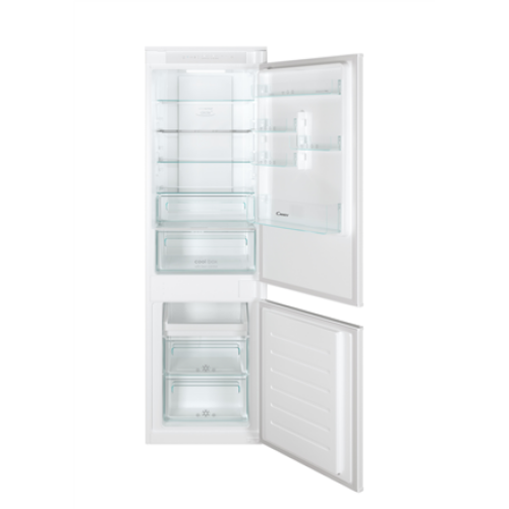 Candy , CBT5518EW , Refrigerator , Energy efficiency class E , Built-in , Combi , Height 177.2 cm , No Frost system , Fridge net capacity 186 L , Freezer net capacity 62 L , Display , 37 dB , White