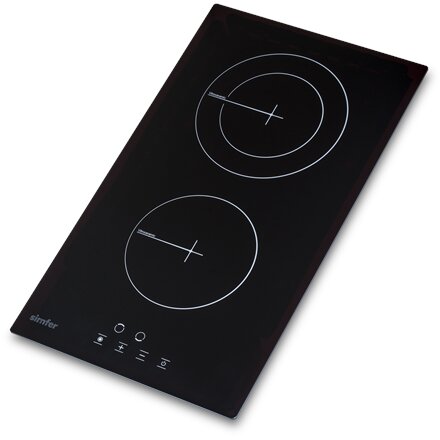 Simfer , Hob , H3.020.DEBSP , Vitroceramic , Number of burners/cooking zones 2 , Touch , Black
