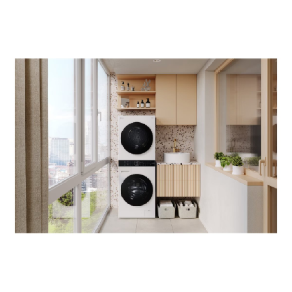 LG Washing machine with dryer , WT1210WWF , Energy efficiency class A , Front loading , Washing capacity 12 kg , Depth 66 cm , 1400 RPM , Width 60 cm , Display , LED , Drying capacity 10 kg , Drying system , Steam function , Direct drive , White
