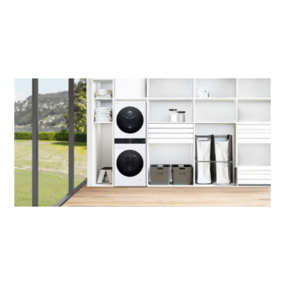 LG Washing machine with dryer , WT1210WWF , Energy efficiency class A , Front loading , Washing capacity 12 kg , Depth 66 cm , 1400 RPM , Width 60 cm , Display , LED , Drying capacity 10 kg , Drying system , Steam function , Direct drive , White