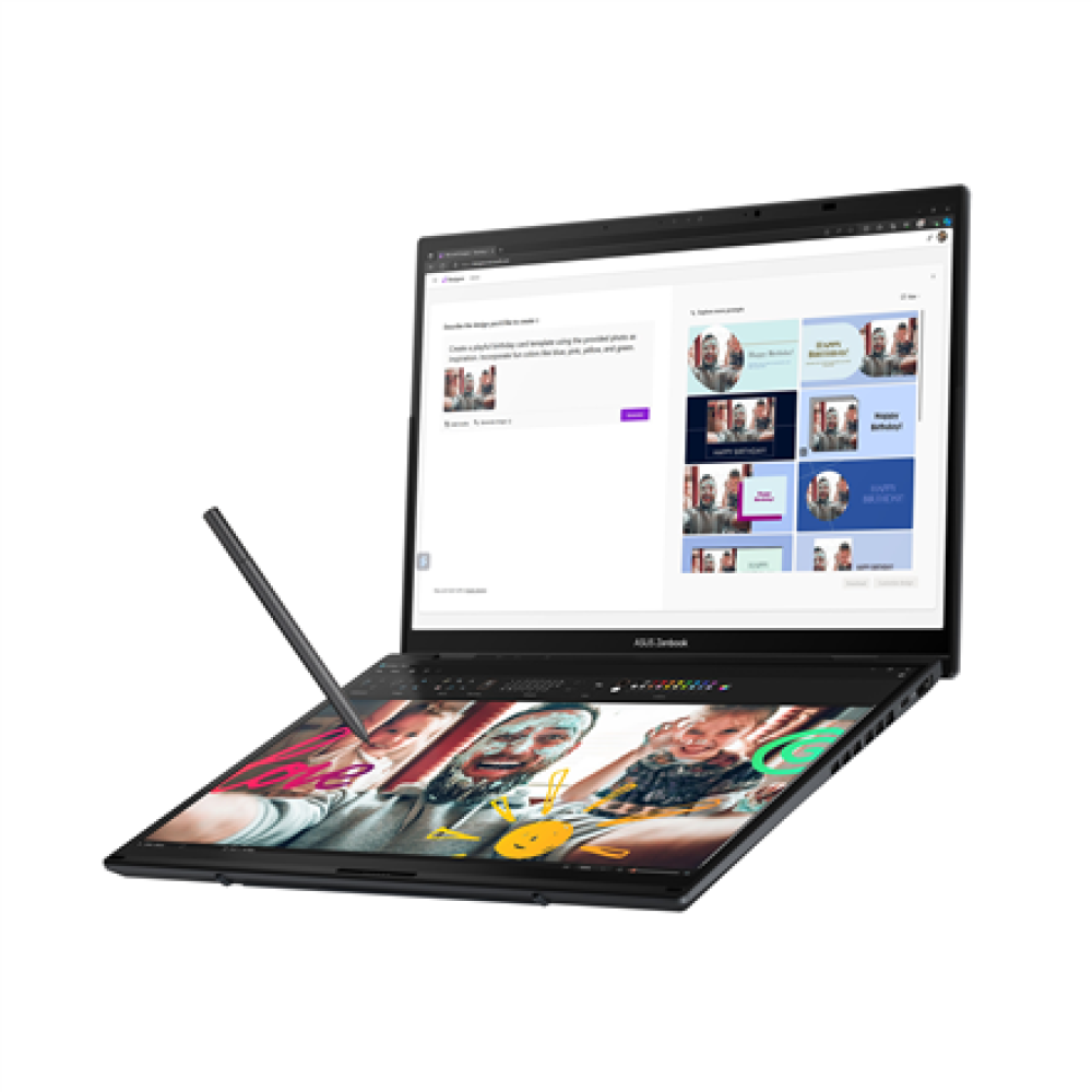 Asus Zenbook Duo UX8406CA-PZ068X , Basalt Gray , 14 , OLED , Touchscreen , 3K , 2880 x 1800 pixels , Glossy , Intel Core Ultra 9 , 285H , 32 GB , LPDDR5X , Solid-state drive capacity 2000 GB , Intel Arc Graphics , Windows 11 Pro , 802.11be , Bluetooth ver