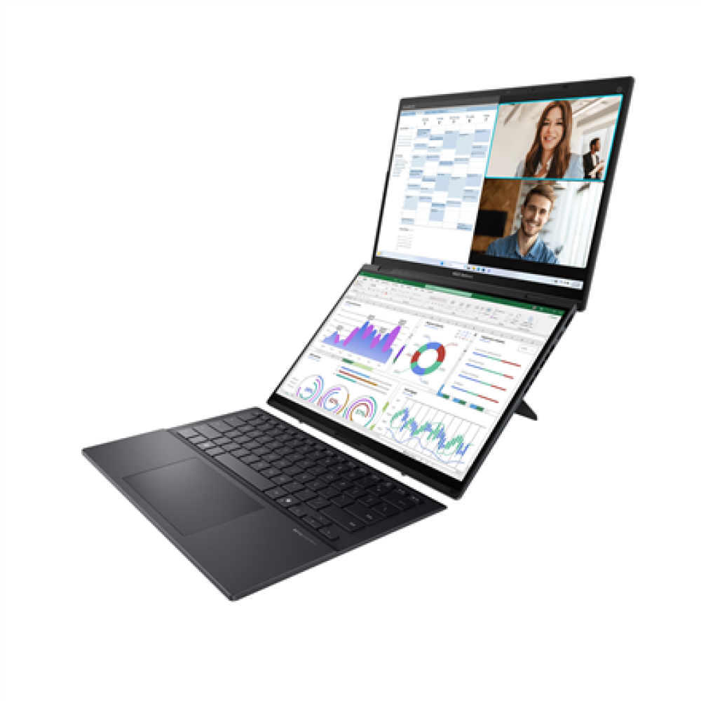 Asus Zenbook Duo UX8406CA-PZ068X , Basalt Gray , 14 , OLED , Touchscreen , 3K , 2880 x 1800 pixels , Glossy , Intel Core Ultra 9 , 285H , 32 GB , LPDDR5X , Solid-state drive capacity 2000 GB , Intel Arc Graphics , Windows 11 Pro , 802.11be , Bluetooth ver