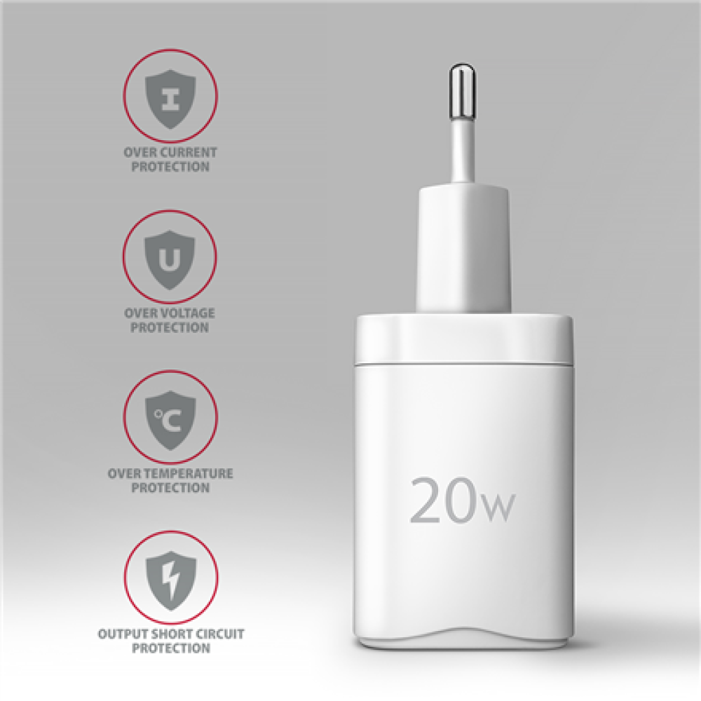 AXAGON Wallcharger 2x port (USB-A + USB-C), 20W , ACU-PQ20W