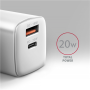 AXAGON Wallcharger 2x port (USB-A + USB-C), 20W , ACU-PQ20W
