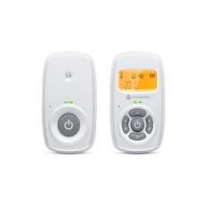 Motorola , Audio Baby Monitor , AM24 , 1.5” LCD black and white display with orange backlight; 1.5” LCD black and white display with orange backlight; Connect one baby unit to two parent units to monitor from different rooms; Rechargeable portable parent 