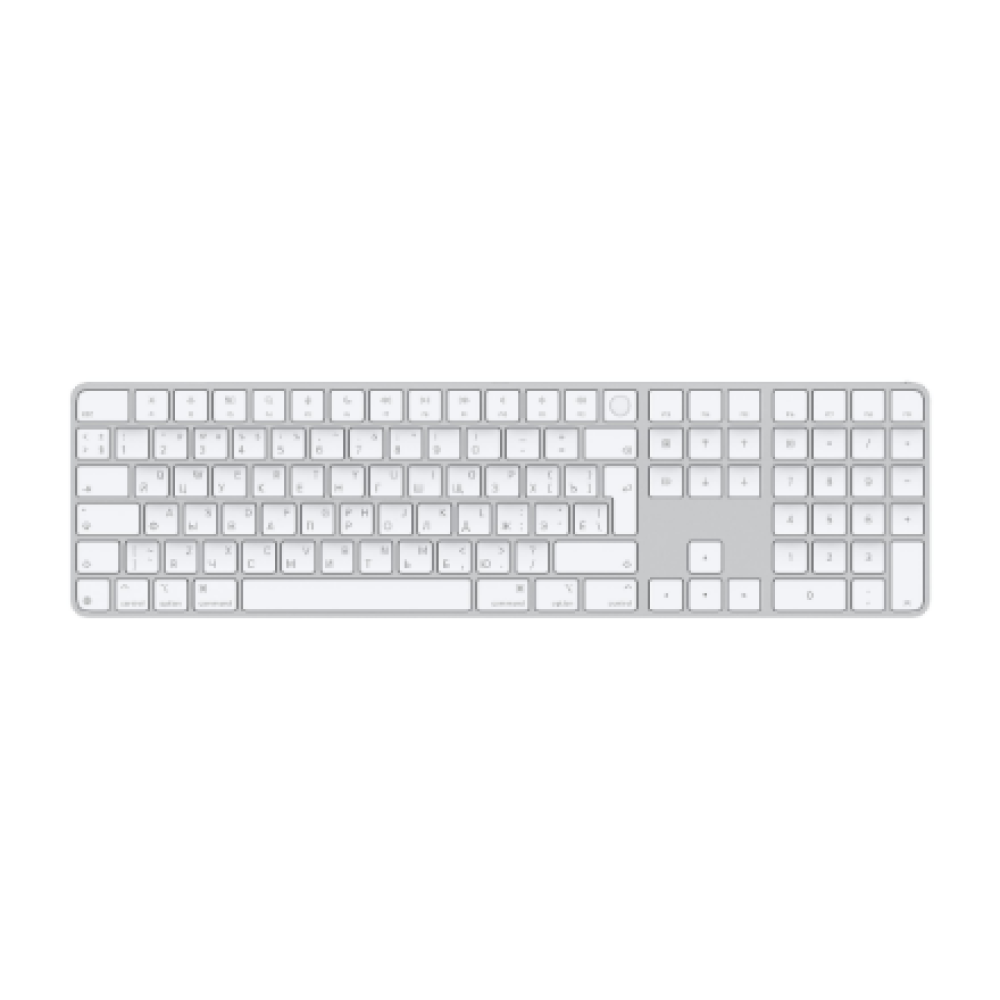 Apple Magic Keyboard with Touch ID and Numeric Keypad , Keyboard , Wireless , Russian , White
