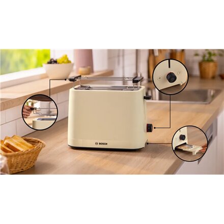 Bosch Compact Toaster , TAT3M127 MyMoment , Number of slots 2 , Housing material Plastic , Beige